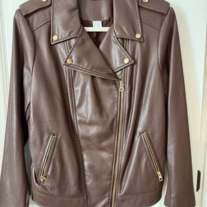 Chico's Chocolate Faux Leather Moto Jacket Chico's Size 2 or US Sz 2/14